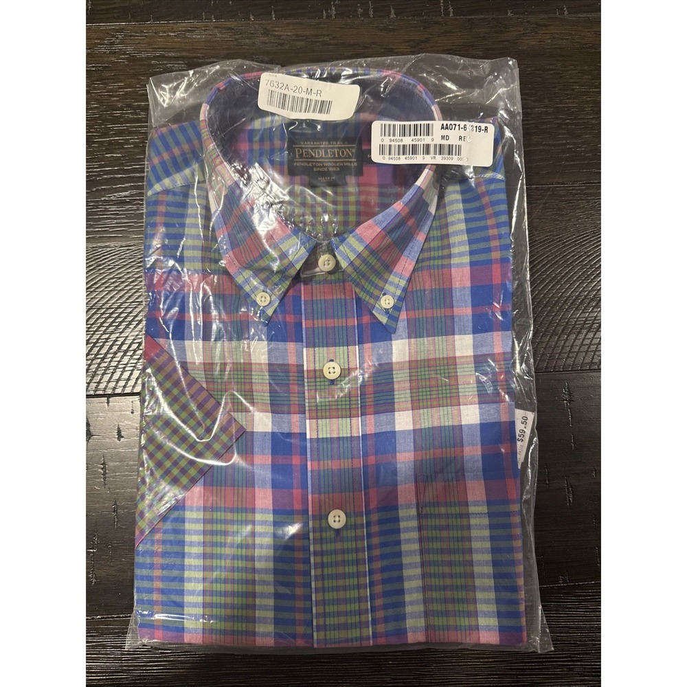 Surf Pendleton Mens M Button Shirt Colorful Plaid Small NWT